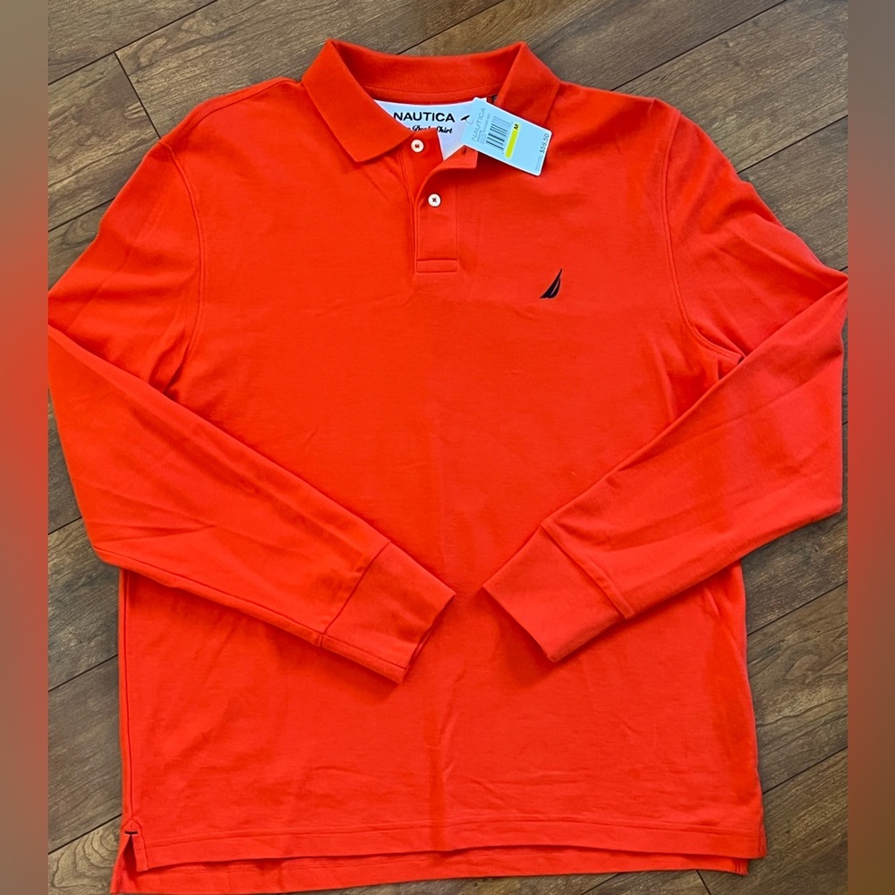 NWT Nautica True Deck Shirt Long Sleeve Polo-Size M